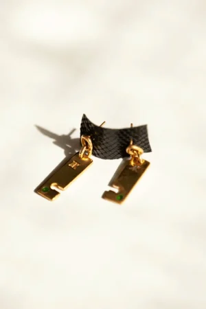 Heavy Tranquera Earring Stone Gold